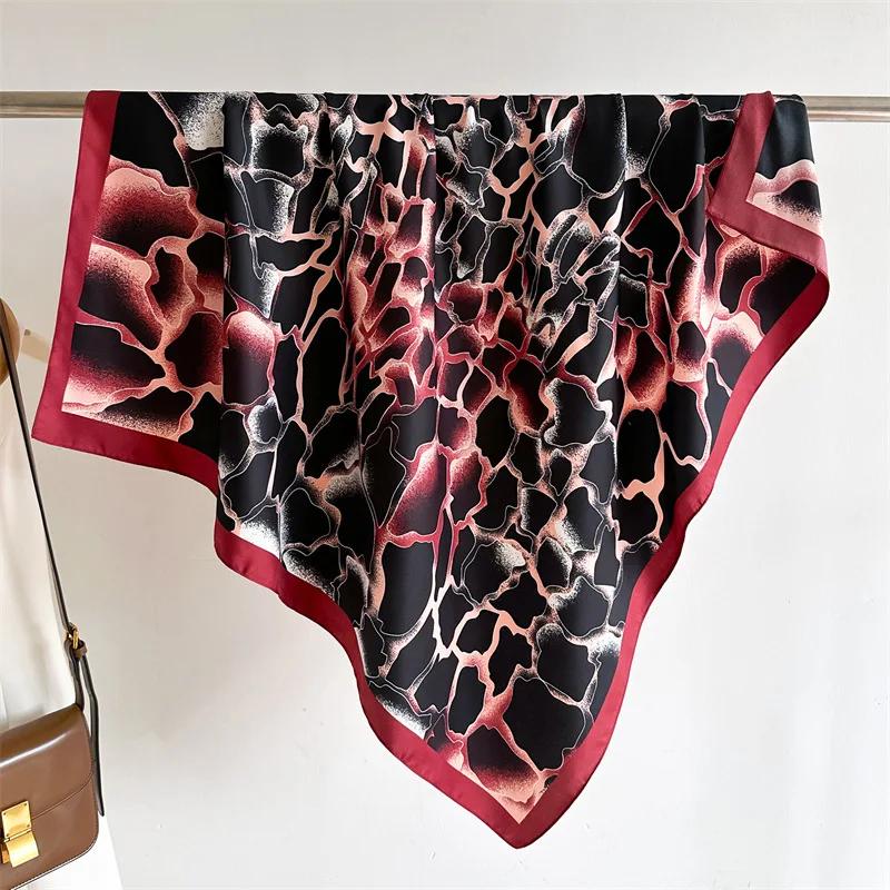 2025 90*90cm Printed Square Scarf Thin Breathable Sunscreen Shawl Casual Outdoor Windproof Head Wrap for Women Ribbon Headband