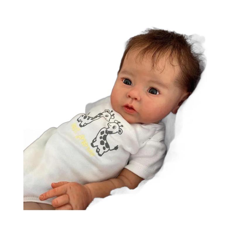 Bambola Realistica di Simulazione 20" 50cm Raven Corpo in Tessuto Morbido Bambole Reborn Realistiche Capelli Impiantati a Mano Bambola Neonato Bambini Giocattoli Compagno di Gioco Bambino Piccolo