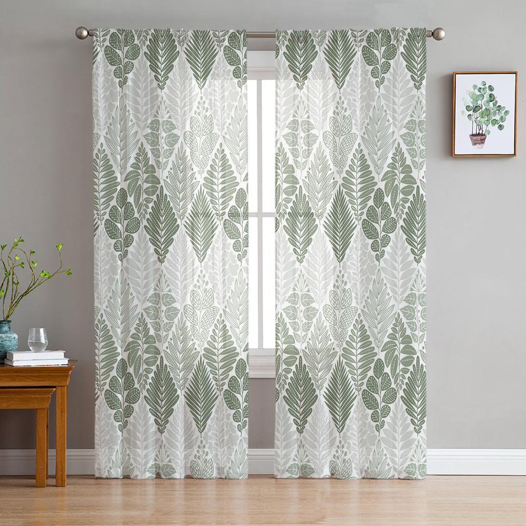 Rostlina Javorové Listy Hnědé Listy Voálové Průsvitné Záclony Obývací Pokoj Okno Šifonová Tylová Záclona Kuchyně Ložnice Závěsy Domácí Dekorace