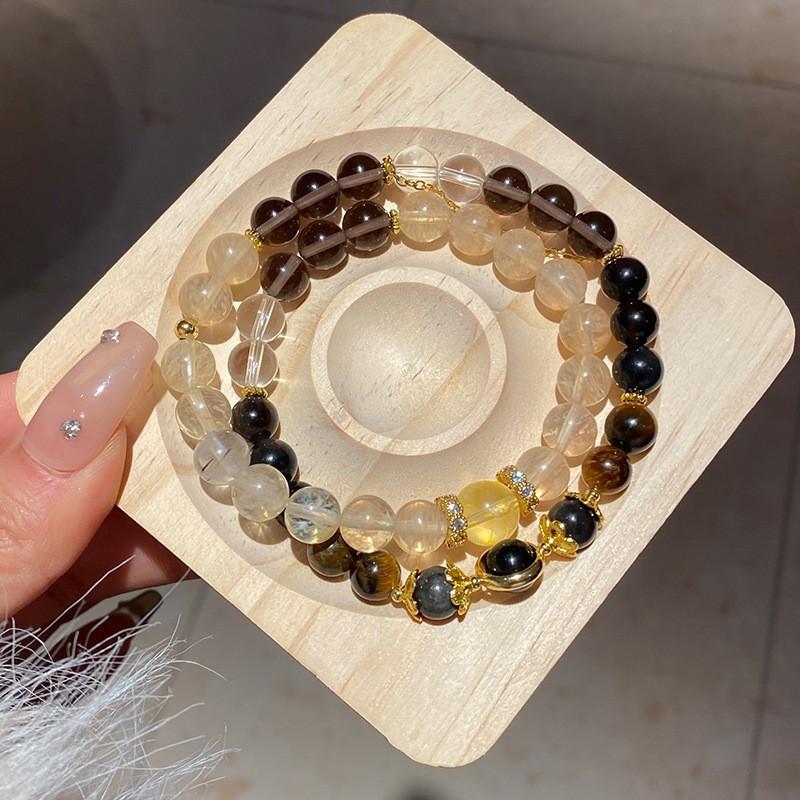 Vintage Maillard style geometric zircon tiger's eye stone beaded bracelet bracelet personalized jewelry