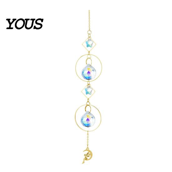 Sun Catcher Pendant Faux Crystal Suncatcher, Colorful Prisms Window Hanging Catcher, Moon Suncatcher Rainbow Maker Chain for Garden Home Decor Star