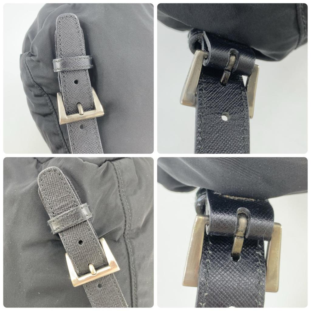 PRADA Tessuto Nylon Backpack Rucksuck Daypack Drawstring Leather B4650F Black Triangle Logo Plate