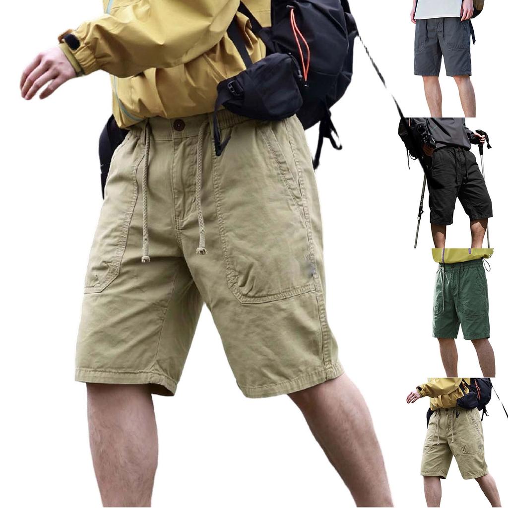 Men’s Cotton Cargo Shorts Relaxed Fit Multi Pocket Knee Length Casual Streetwear Design