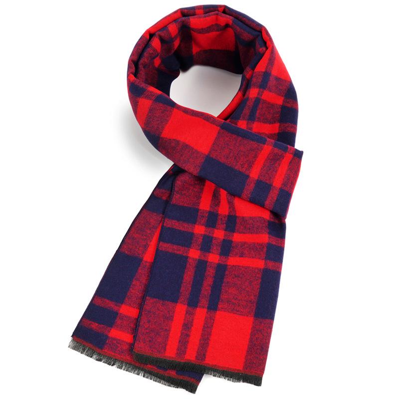 Men'S Scarves Men'S Winter Warmth Plaid Long Imitation Cashmere Men'S Scarves Custom