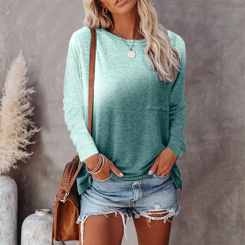 

TIFICY Women s Fashion Casual Spring Fall Colour Block Print Long Sleeve O-Neck Blouses & Shirts XXXXXL світло-зелений колір
