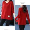 Spring and Autumn Women's Plus Size Knit Sweater Thin Loose Crew Neck Pullover Knitwear Short Slit Stretch Knit Top Jumper