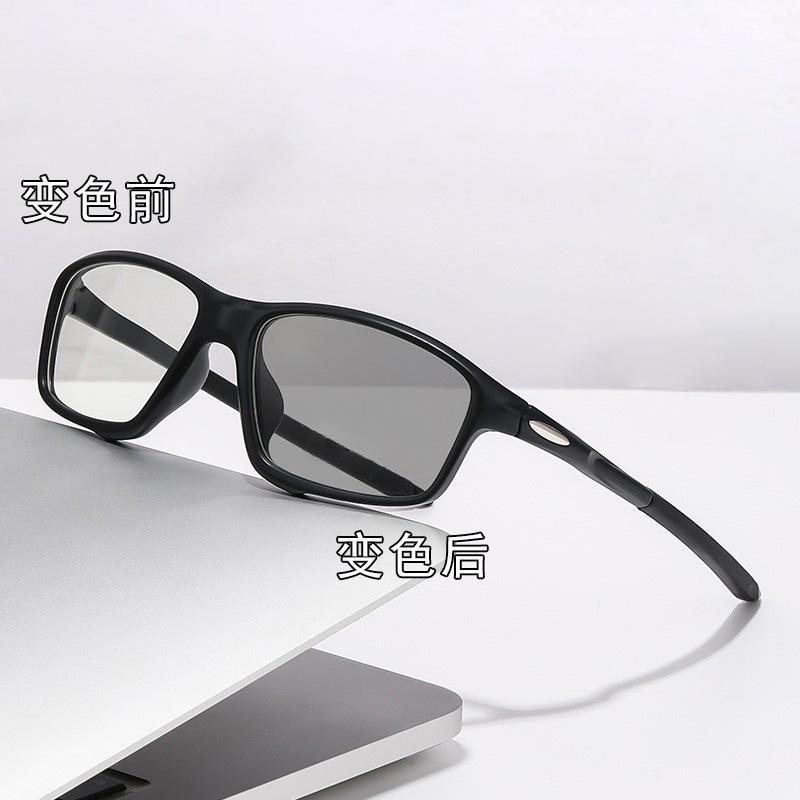 Simple color-changing glasses Ultra-light sports anti-collision outdoor can be matched with degrees Myopia glasses Black frame Student anti-drop