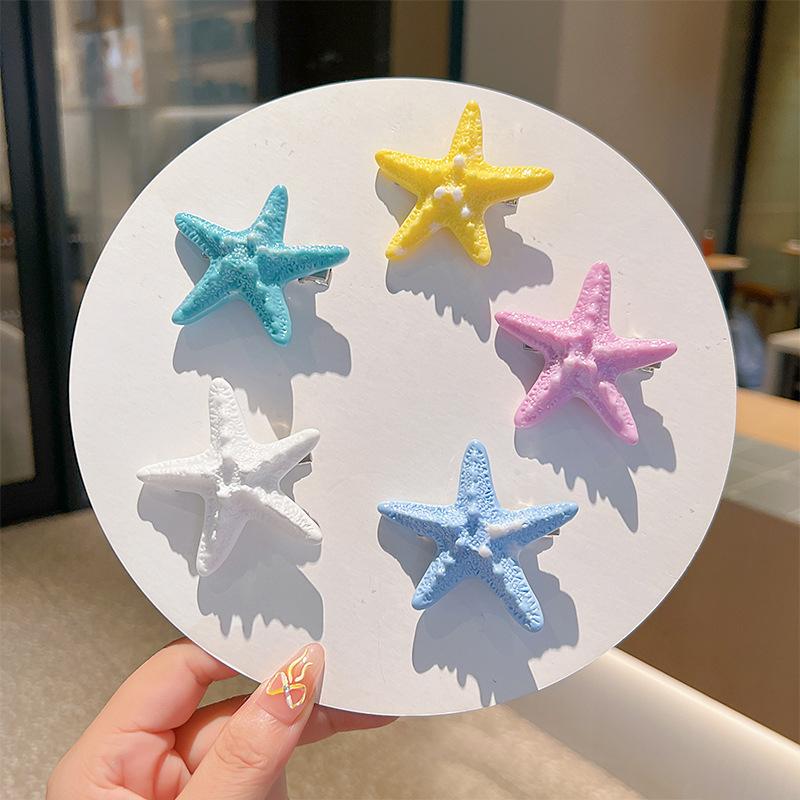 

5 Pcs Ladies Hair Clips Set Korean Starfish Sweet Fashionable Simple Versatile Hair Pins Beach Vacation Hair Accessories Girl