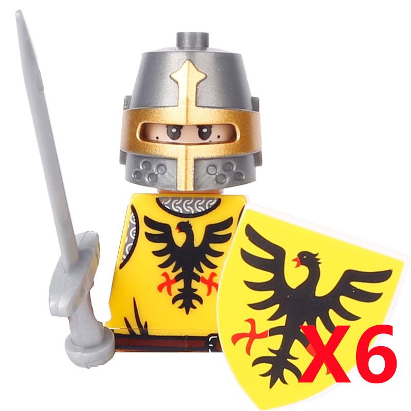 MOC Medieval Knight Castle Figures Building Blocks Weapon Wolf Swordsmen Guard Bow Arrow Shield Flags Warhorse Toys Gifts S002