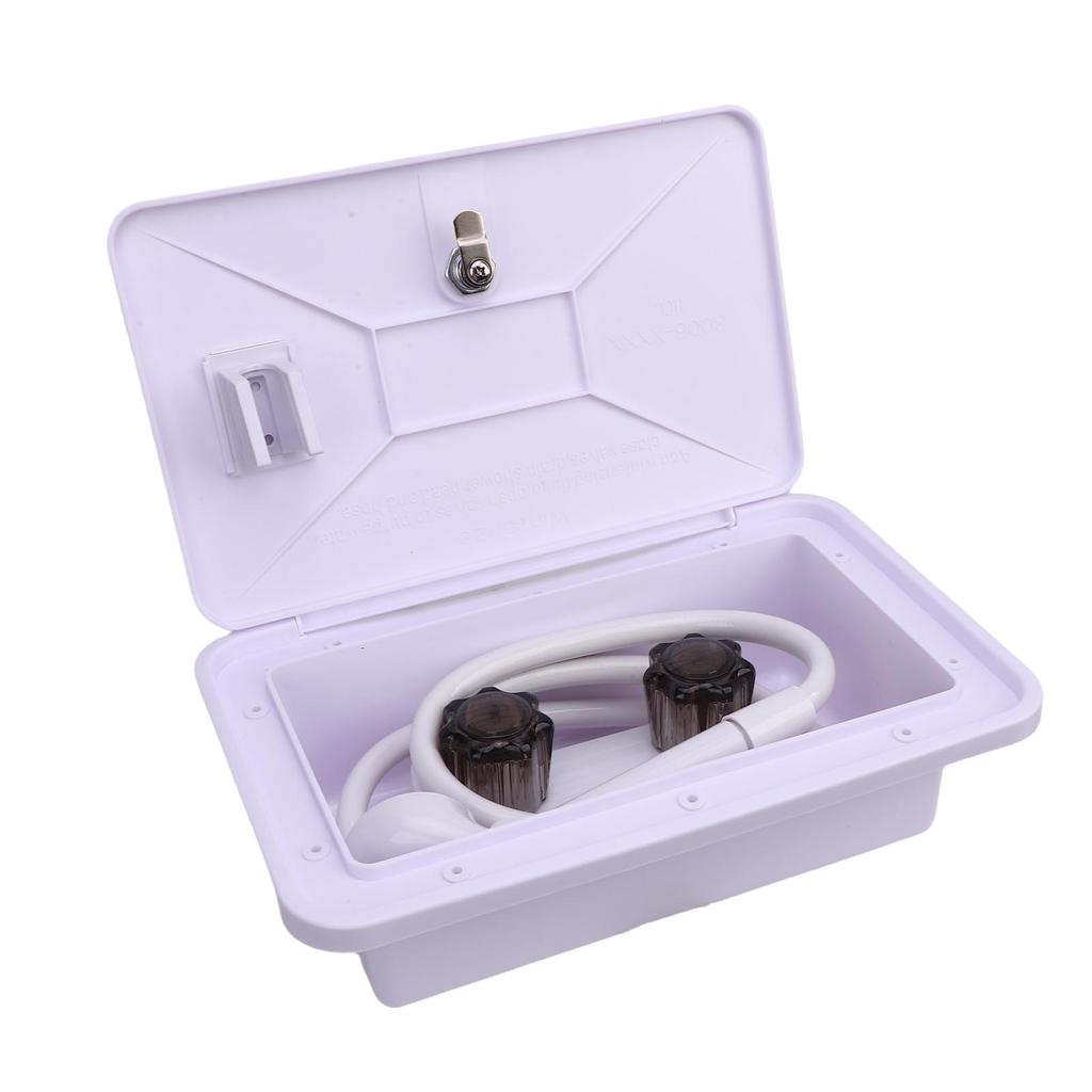 RV Exterior Shower Box Kit with 1.5M Hose Shower Head and Shower Faucet for Camping Vehicle Trailer Motorhome Boat Van
