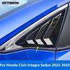 Rear Window Side Vent Louver Shutter Cover Trim For Honda Civic 11th Integra Sedan 2024 2025 Carbon Fiber Accessories