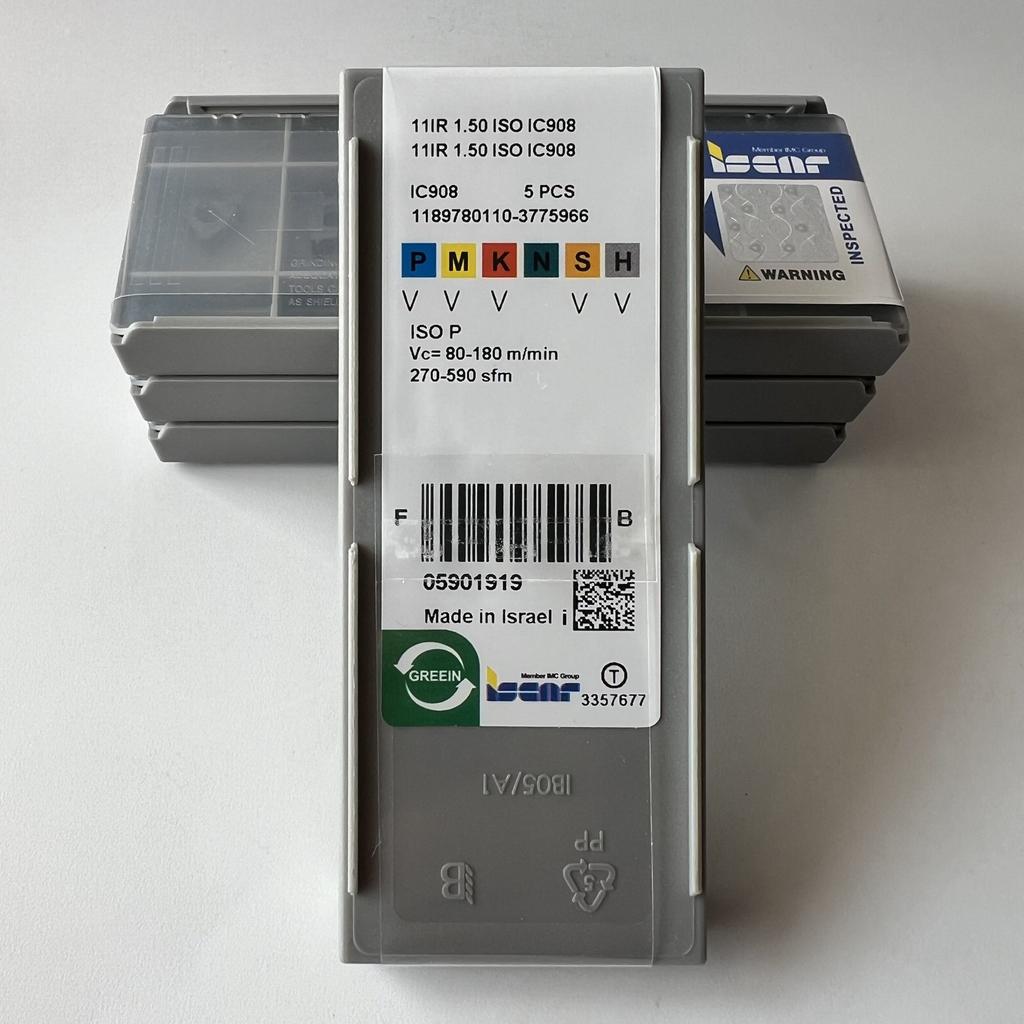 ISCAR / 11IR1.50ISO IC908 / Industrial indexable carbide inserts 5 Pcs