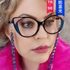 New cat eye flat glasses contrasting glasses frame TR anti-blue glasses European and American avant-garde fashion reading glasses women