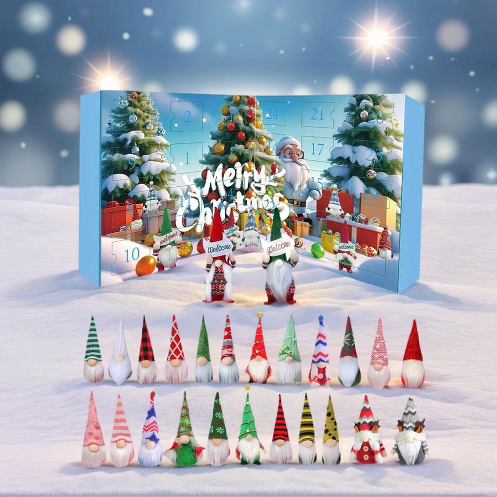 2025 Christmas Cute Mini Gnome Figures Christmas Decorations for Home Christmas Ornament Gnome Countdown Calendar Gifts for Kids