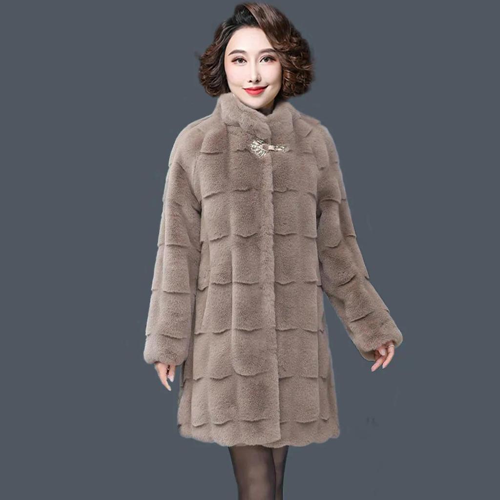 Women's Mink Fur Coat Keeps Warm In Winter, Loose Mid-length Coat, Plus Size Casual Artificial Fur
