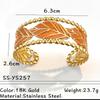 Fashion Bracelet 18k Gold Stainless Steel Flower Sun Leaf Open-ended Bracelet Non-fading Mother's Day Gift Retro Personality
