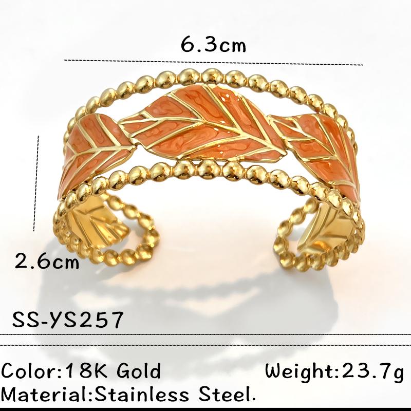 Fashion Bracelet 18k Gold Stainless Steel Flower Sun Leaf Open-ended Bracelet Non-fading Mother's Day Gift Retro Personality
