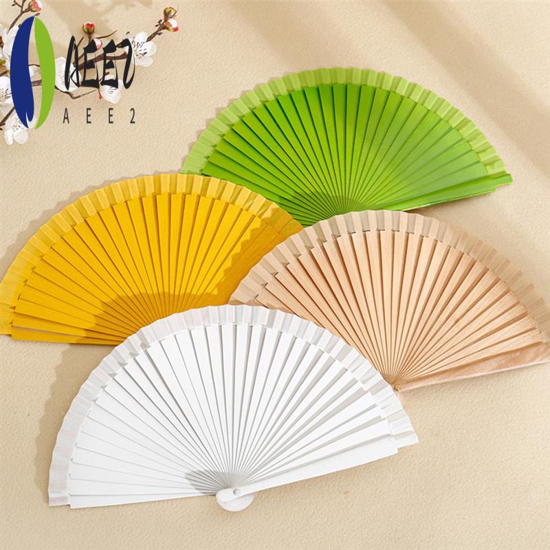 AEE2-Plain Pure Wood Folding Fan Modern Classical Dance Performances Hand Fan Art Craft Home Ornaments