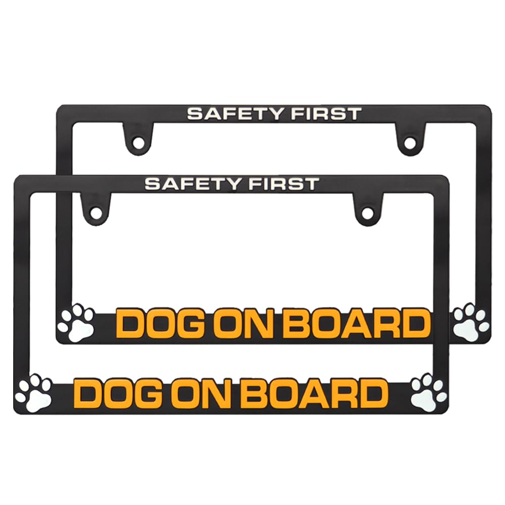DOG ON BOARD 3D License Plate Frame, Matte Black, License Frame, Dog, Car, Dog