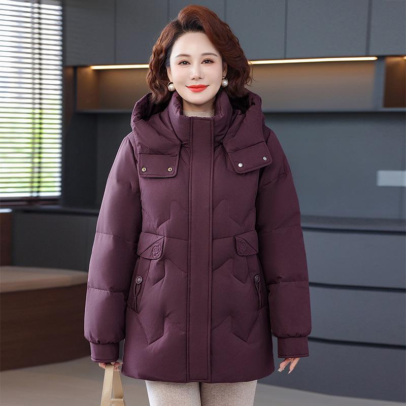 Trendy Women's Mid-Length Thickened Down Jacket - 2025 Winter Collection for Stylish Young Moms and Middle-Aged Women