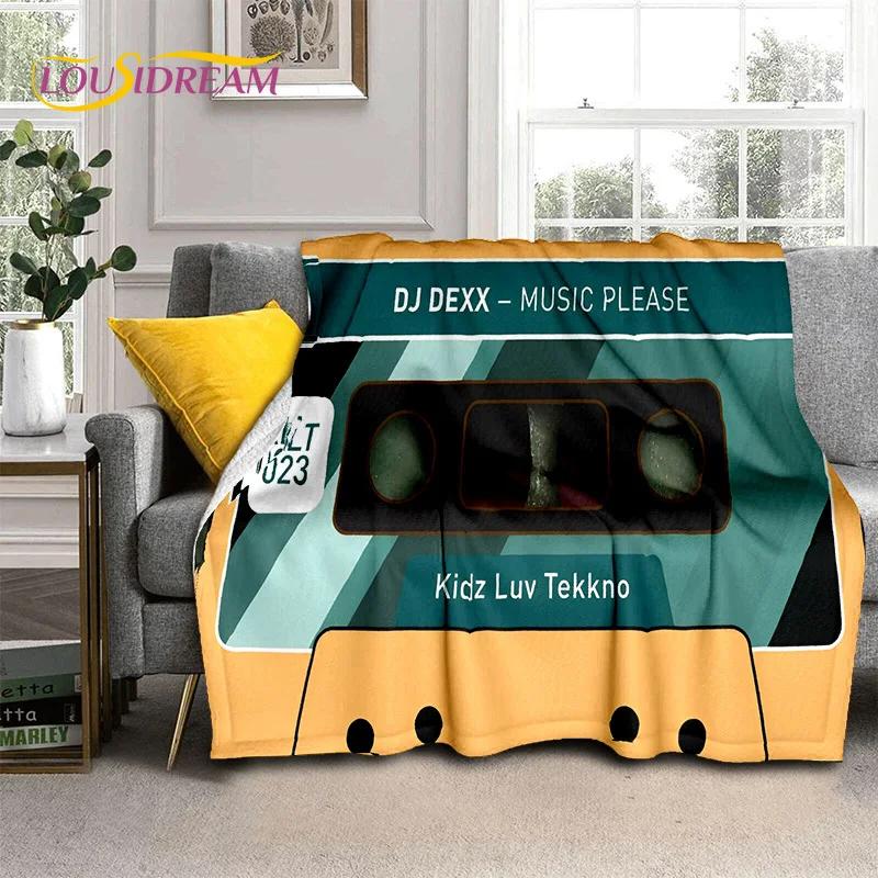 Padrão de Fita Cassete de Música Retrô Manta 3D, Manta Macia para Casa Quarto Cama Sofá Piquenique Viagem Escritório Cobertura Manta Criança