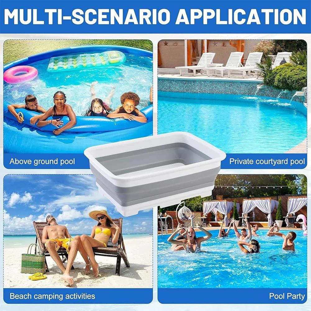 Pool Foot Wash Tray Collapsible Footbath Tub Non-Slip for Above Ground Swimming Pools Accessories