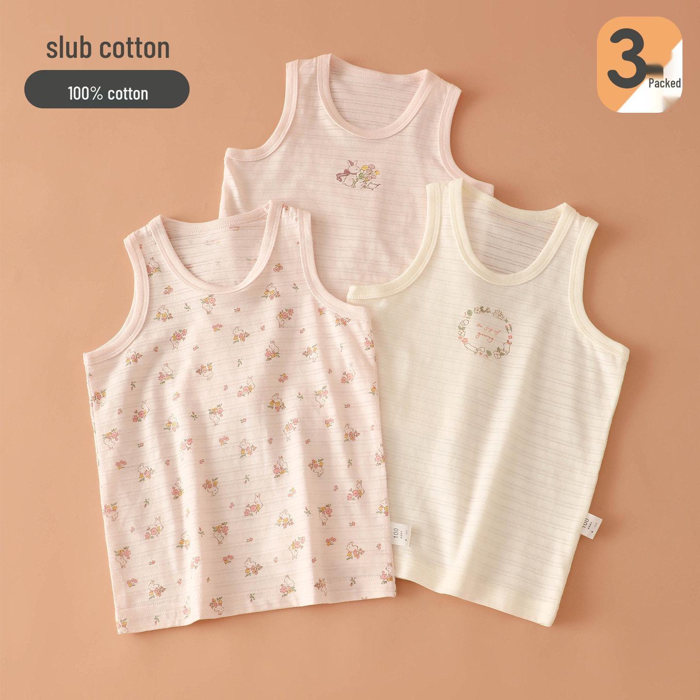 Bamboo Cotton Baby Sleeveless T-Shirt – Class A Breathable Girls Vest Size 100