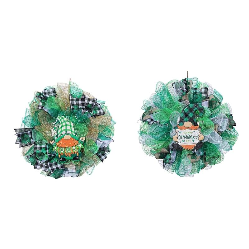 Saint Patricks Day Decorations Artificial Wreath Green Welcome Leprechaun Wreath for Front Door