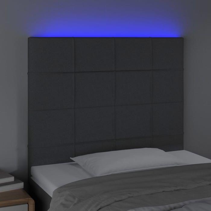 VidaXL Tête de Lit à LED Meuble de Chambre à Coucher Accessoire de Lit Simple Tête de Cadre de Lit Intérieur Gris Foncé 3122415
