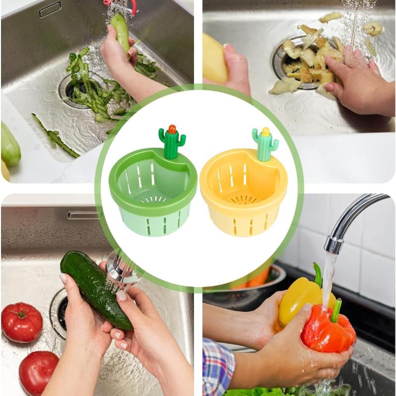 Kitchen Waste Collector Filter Cactus Kitchen Sink Drain Strainer Press Automatic Dumping Basket Multi-Functional Home Filter