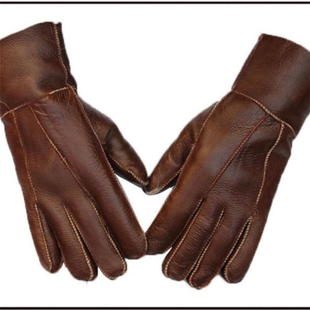 Fur integrated gloves, sheepskin wool outdoor cycling gloves, men's and women's thickened winter finger gloves