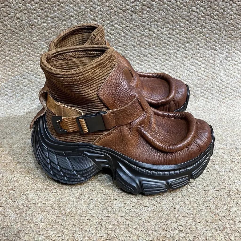 High Top Sneaker Plus Size 45 46 Herr Designer Socksko Mode Casual Läder Tyg Andningsbar Höjdökande Platåskor