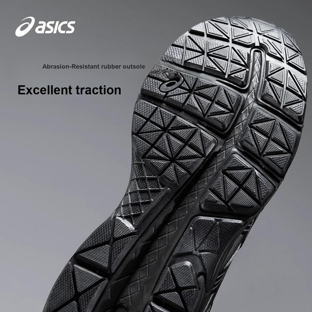 Asics Running Kids Contana Trendy Comfortable Non-Slip Breathable Low-Top Running Shoes Unisex Sneaker Black Silver 1014A371-001