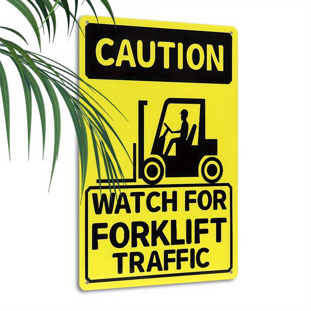 D Flat Caution Forklift Traffic Metal Sign x Vintage Safety Warning Tin Sign Retro Warehouse Factory Loading