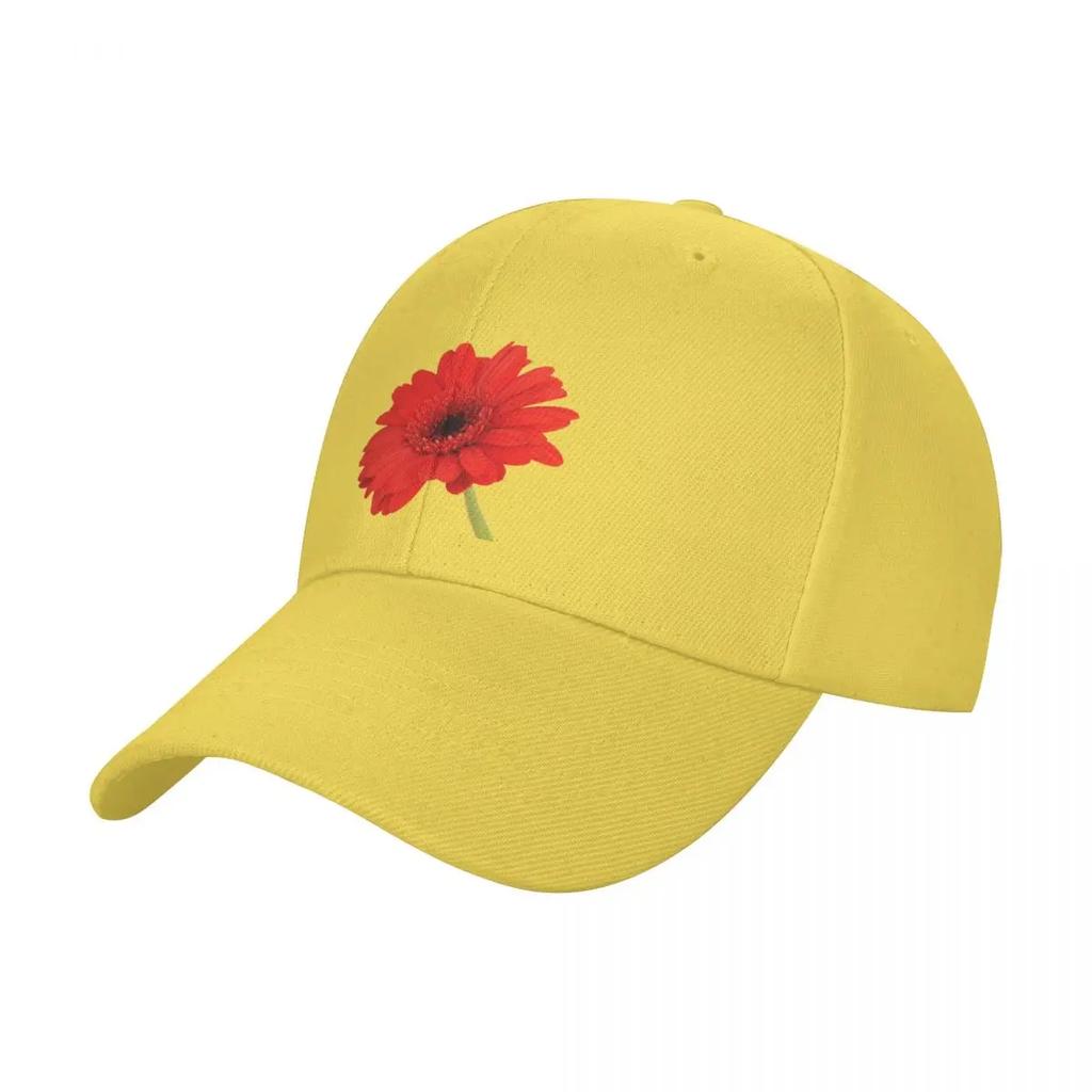 Red Gerbera Daisy Baseball Cap Hat Man For The Sun Trucker Hat Luxury Cap Mens Baseball Womens