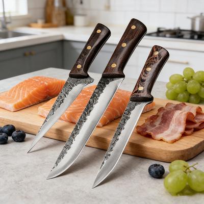 Forged Stainless Steel Boning Knife 3pcs Chef Knife Bone Knife Fruit Fish Vegetable Butcher Meat Cleaver with Cover