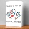 1pc Nurse Appreciation Greeting Cards with Envelopes, Thank You Notes for Healthcare Workers Blessing Cards