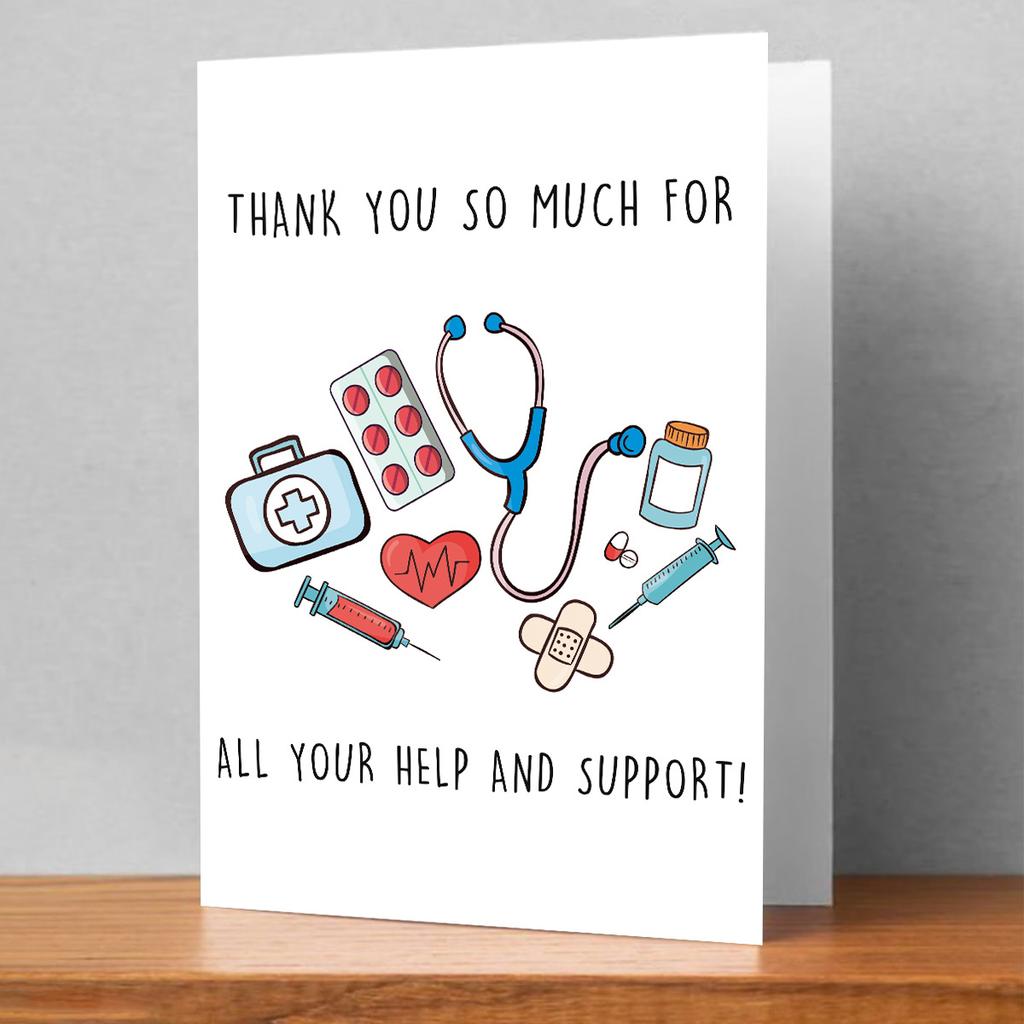 1pc Nurse Appreciation Greeting Cards with Envelopes, Thank You Notes for Healthcare Workers Blessing Cards