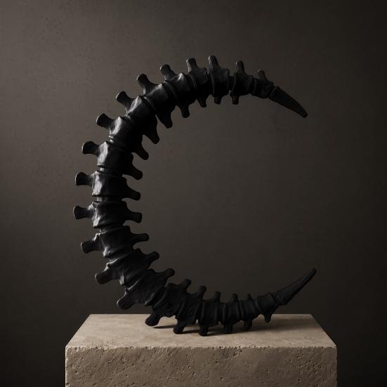 Spine Moon Ornament, 3D Printed Dark Atmosphere Wall Piece, Lightweight Desktop Sculpture, Anatomical Detail Halloween Decor