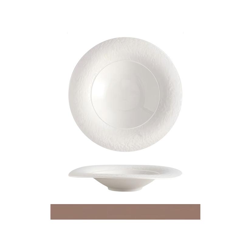Abay 11-inch Pure White Ceramic Soup & Pasta Plate