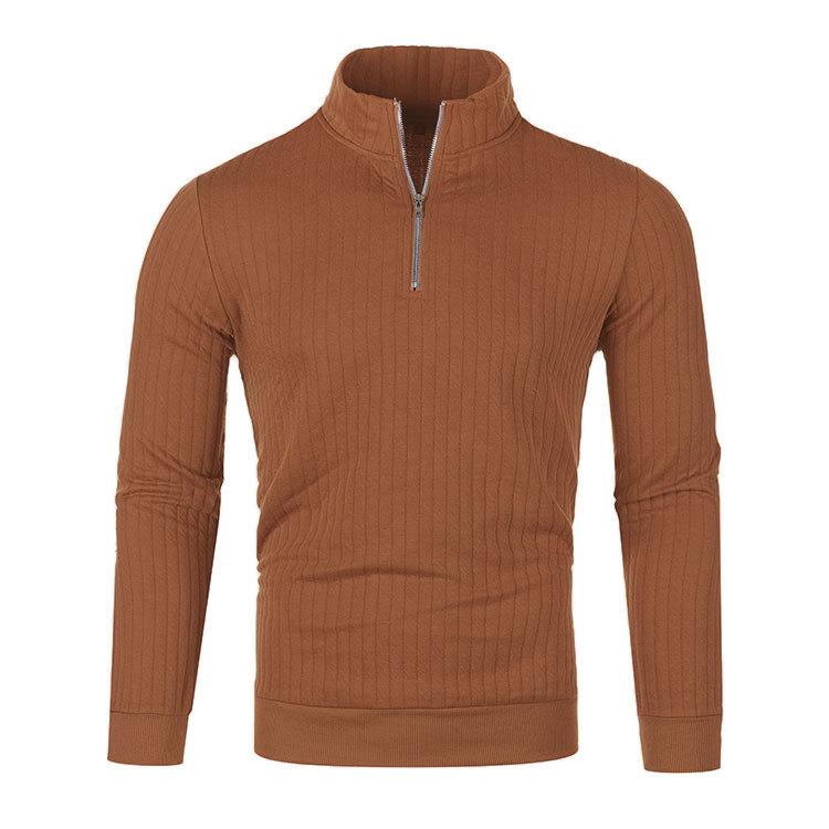 Spring and Autumn Men's Half High Collar Zipper Knitted Sweater Loose Sweater Casual Long Sleeve Knitted Sweater