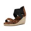 Women's Ladies Fashion Girls Leopard Wedges Sandals Elastic Casual Shoes
