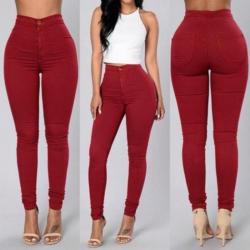 

Брюки женские повседневные с высокой посадкой больших размеров узкие брюки-карандаш S красный