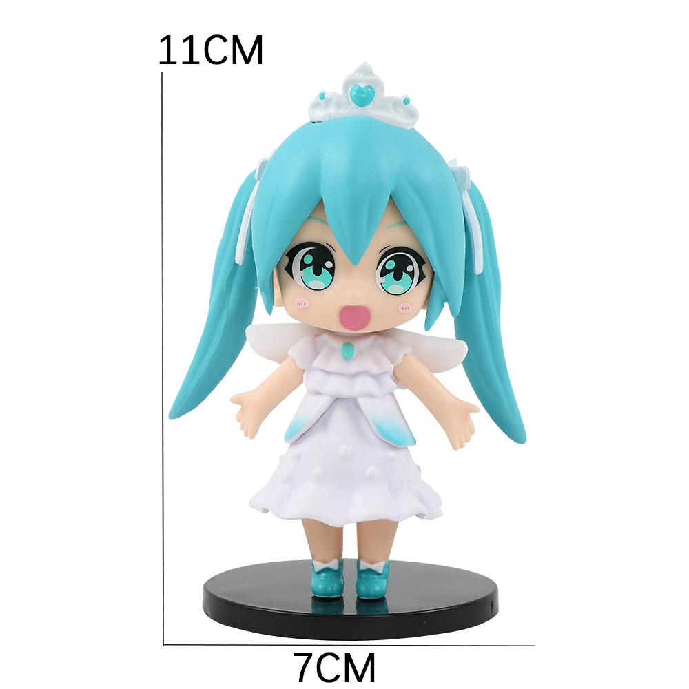 6Pcs Q Version Hatsune Miku Anime Action Figurine  Pvc Model Collection Dolls Desktop Decoration Kids Toys Birthday Gifts