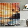 Beautiful Sunset Seaside Shower Curtain Sunlight Reflection Bath Decor Fabric Waterproof Printed Shower Panels For Bathroom Remo