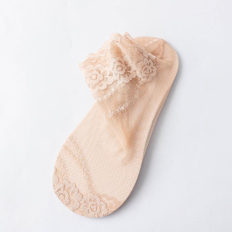 New Women's Non-Slip Invisible Lace Boat Socks - Thin, Hollow, Shallow Bed Sock Design