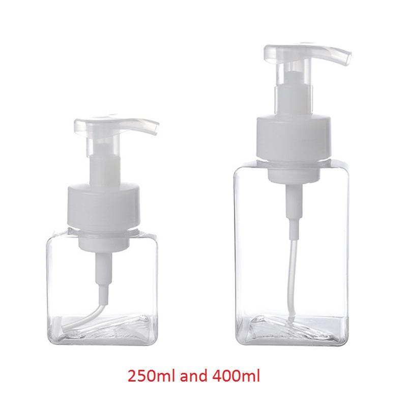 Foaming Soap Dispenser 250/400ml Refillable Pump Bottle Plastic for Liquid Soap Shampoo Body Wash Portable for Bathroom Travel