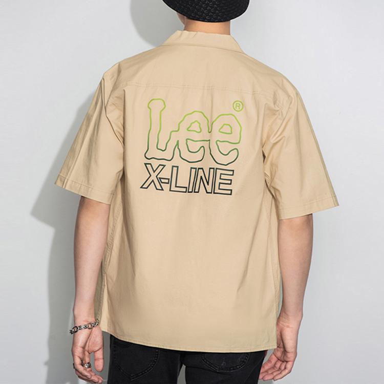 Lee Lee X Line Collaboration Series Brand Logo Letter Cuban Collar Loose Short Sleeve Shirt Men shirts LMT00002710031297W000