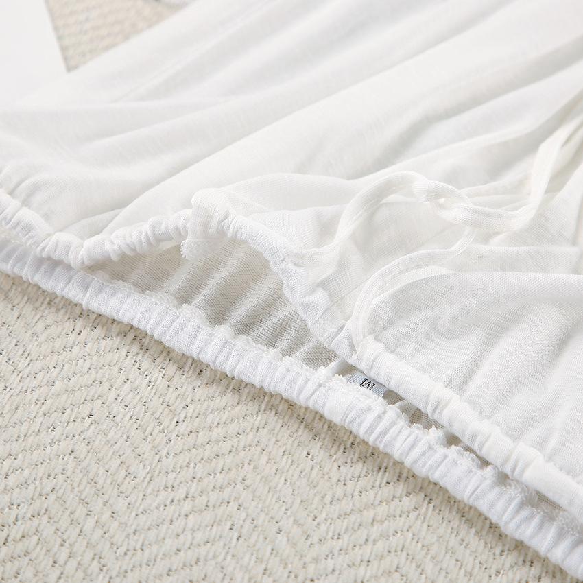 Stylish European American Knit White Round Neck Long Sleeve Pajama Set Soft Skin Friendly Home Service Suit Comfortable Sleepwear