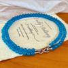 Retro 8Mm Natural Blue Chalcedony Double-Layer Agate Necklace, Sweater Chain, Quality Knotted